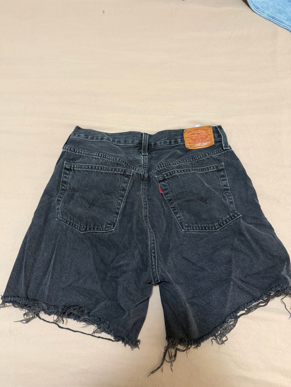 Levi's Black Cutoff Denim Shorts with Frayed Hem